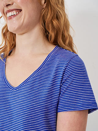 Crew Clothing Perfect Stripe T-Shirt, Bright Blue