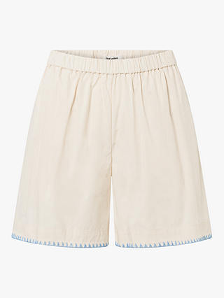 nué notes Juliano Embroidered Hem Shorts, Birch