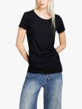 SISLEY Crew Neck Short Sleeve Slub T-Shirt, Black