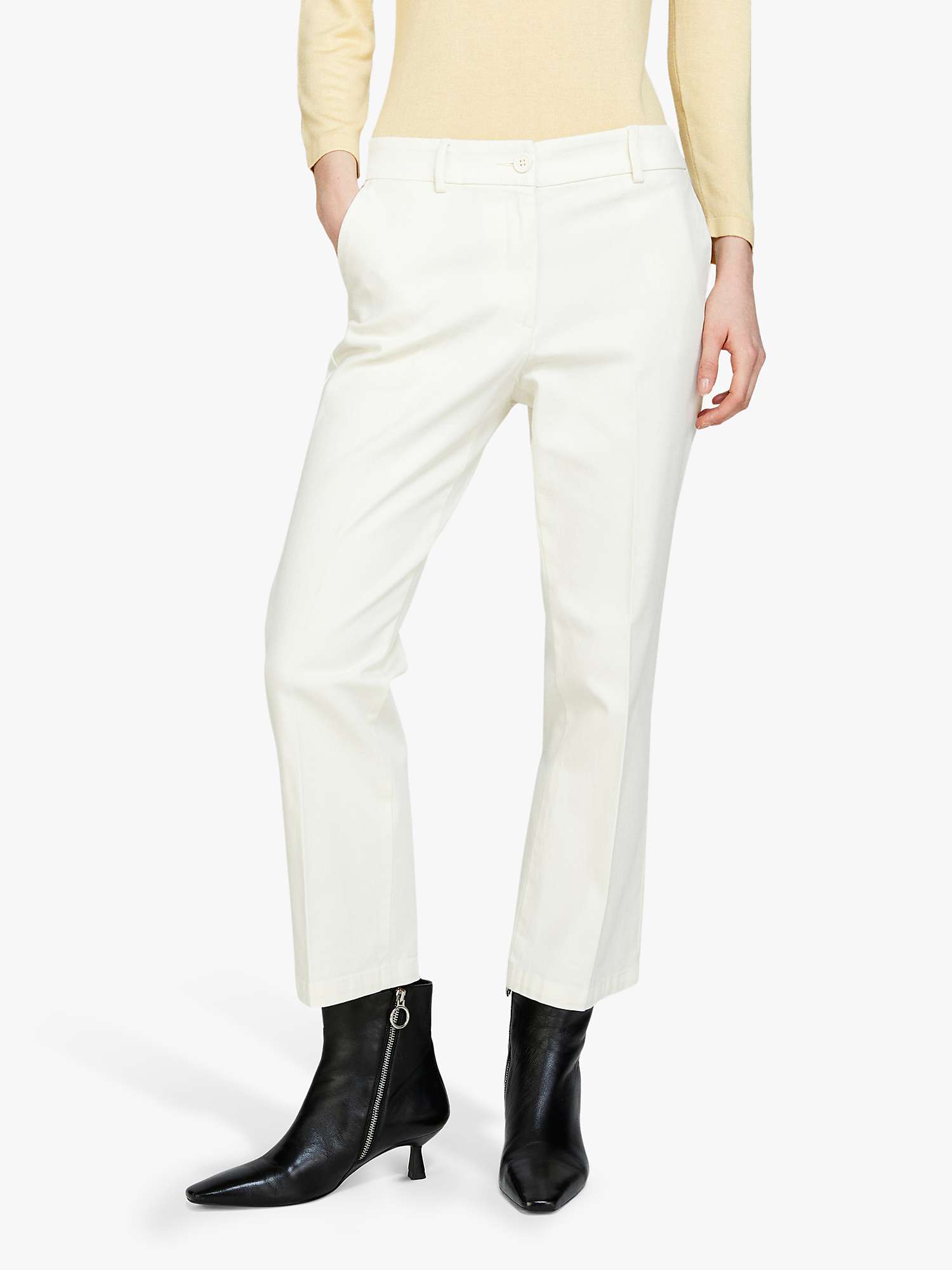 Buy SISLEY Plain Tailored Cropped Trousers, Cream Online at johnlewis.com