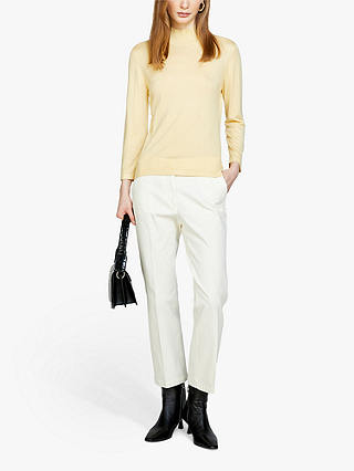 SISLEY Plain Tailored Cropped Trousers, Cream