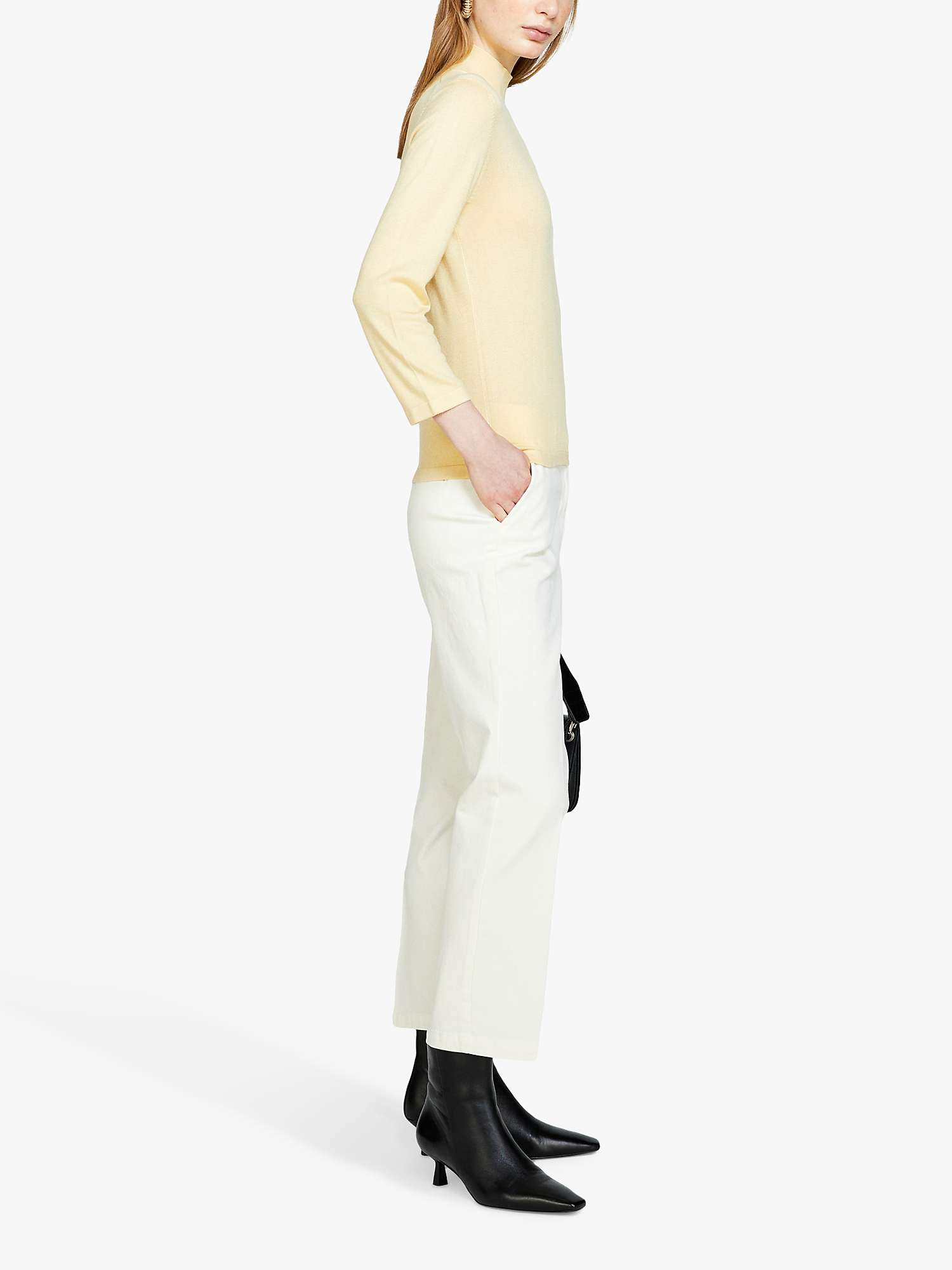 Buy SISLEY Plain Tailored Cropped Trousers, Cream Online at johnlewis.com