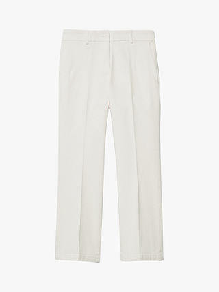 SISLEY Plain Tailored Cropped Trousers, Cream