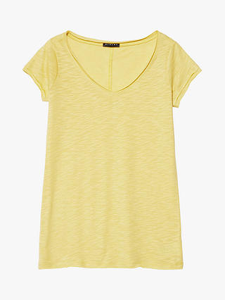 SISLEY Raw Cut Organic Cotton Blend V-Neck T-Shirt, Yellow