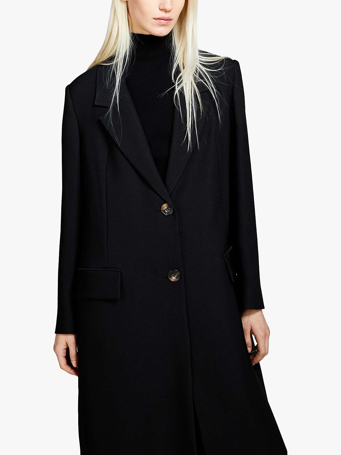Buy SISLEY Longline Duster Coat, Black Online at johnlewis.com