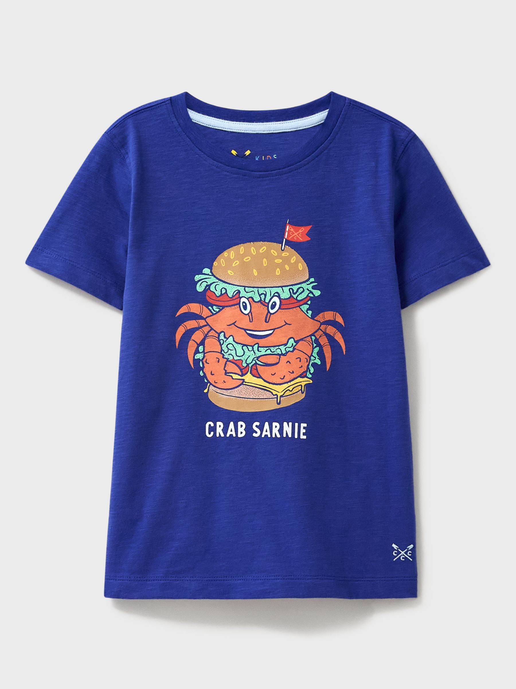 Crew Clothing Kids' Crab Sarnie Graphic T-Shirt, Blue/Multi, 8-9 years