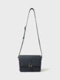 Crew Clothing Leather Satchel Crossbody Handbag, Navy Blue