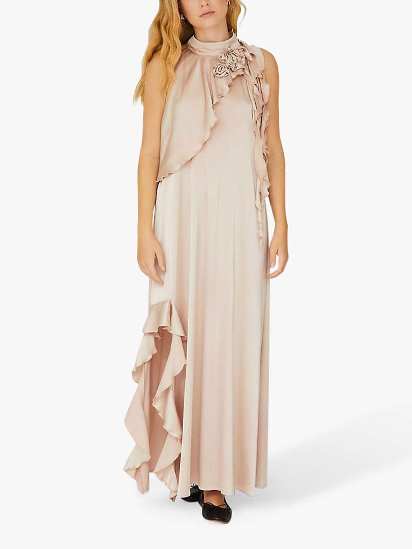 Buy A-VIEW Rose Satin Maxi Dress, Sand Online at johnlewis.com