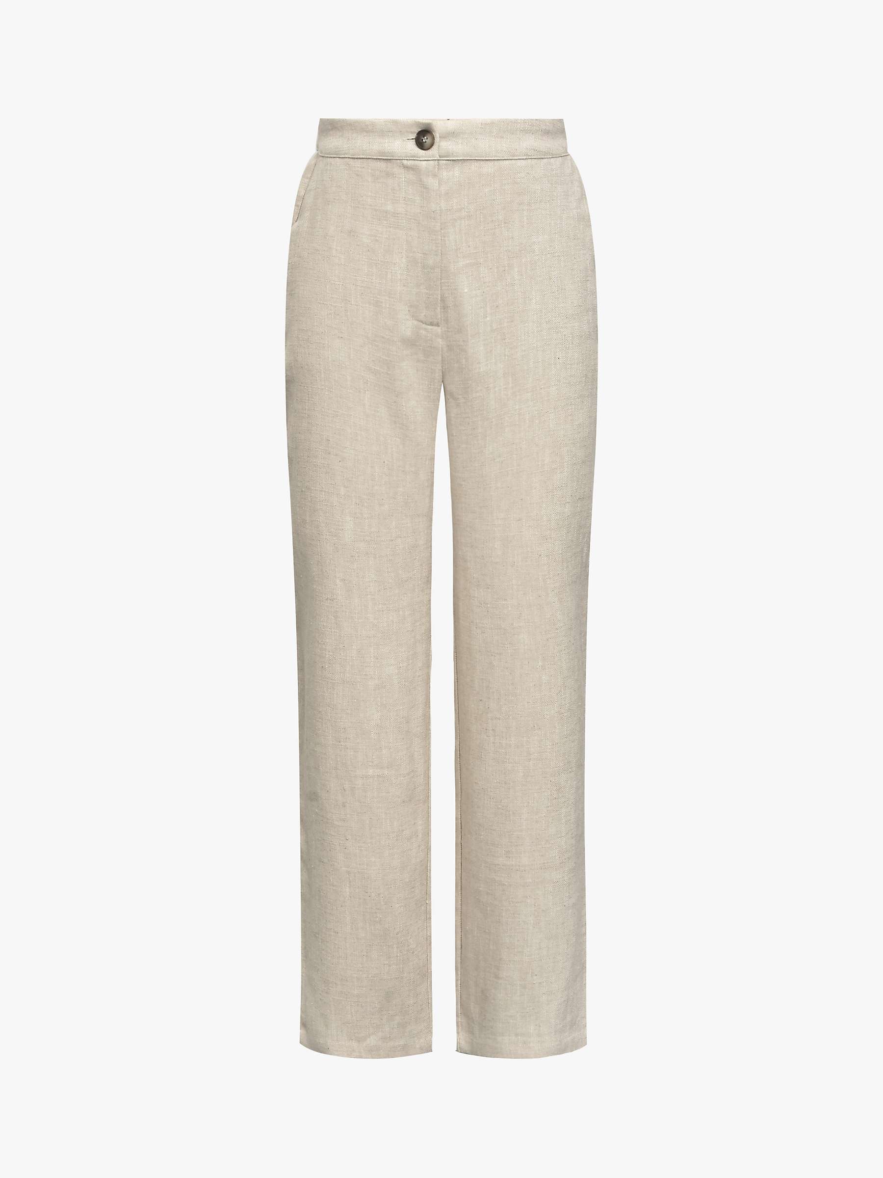 Buy A-VIEW Annali Linen Blend Straigh Leg Trousers, Light Sand Online at johnlewis.com