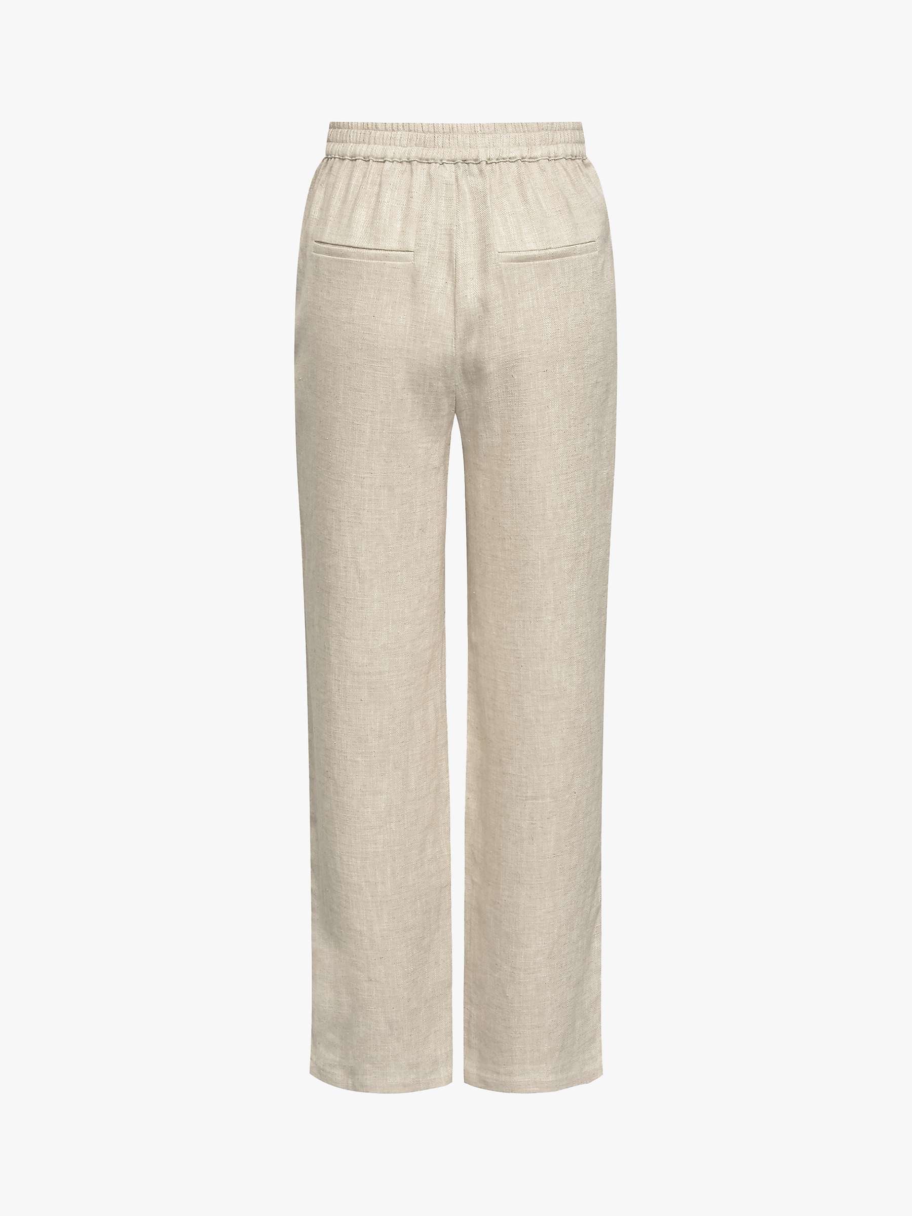 Buy A-VIEW Annali Linen Blend Straigh Leg Trousers, Light Sand Online at johnlewis.com