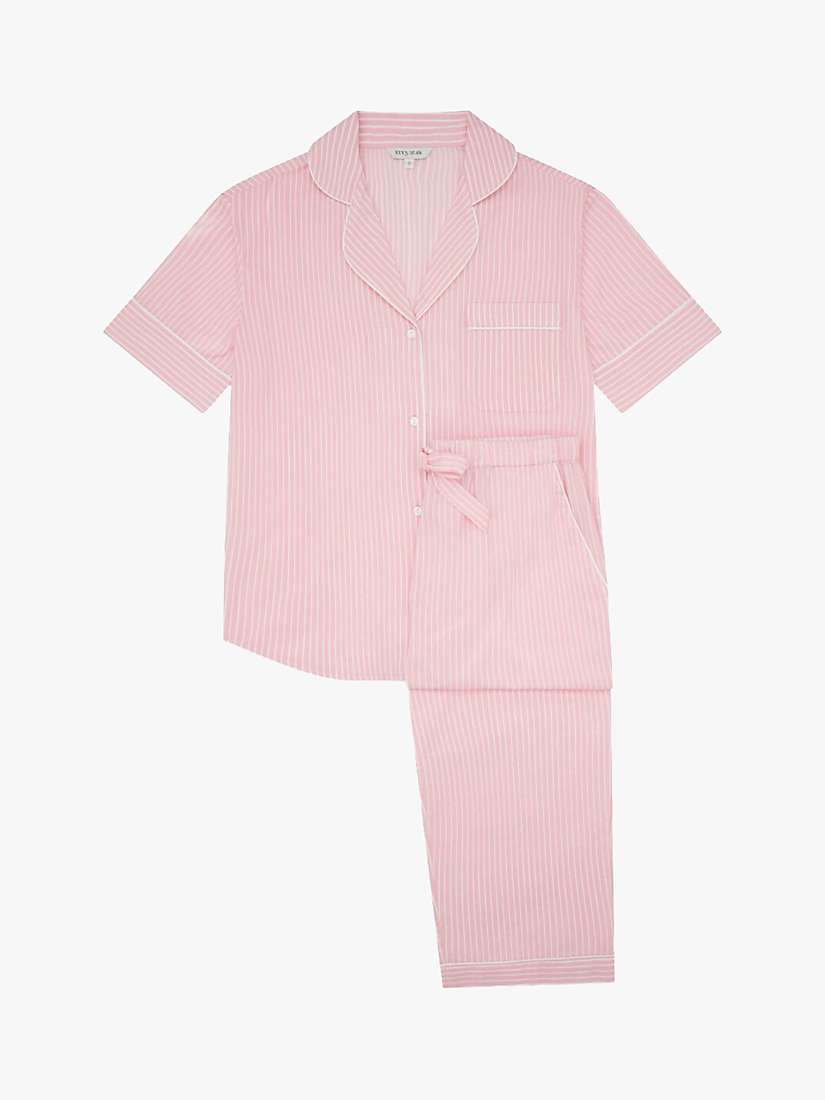 Buy myza Organic Cotton Short Sleeve Pyjama Set, Pink/White Online at johnlewis.com