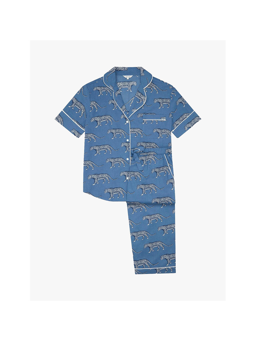 myza Lovely Leopard Organic Cotton Short Sleeve Pyjamas, Blue