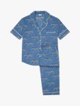 myza Lovely Leopard Organic Cotton Short Sleeve Pyjamas, Blue
