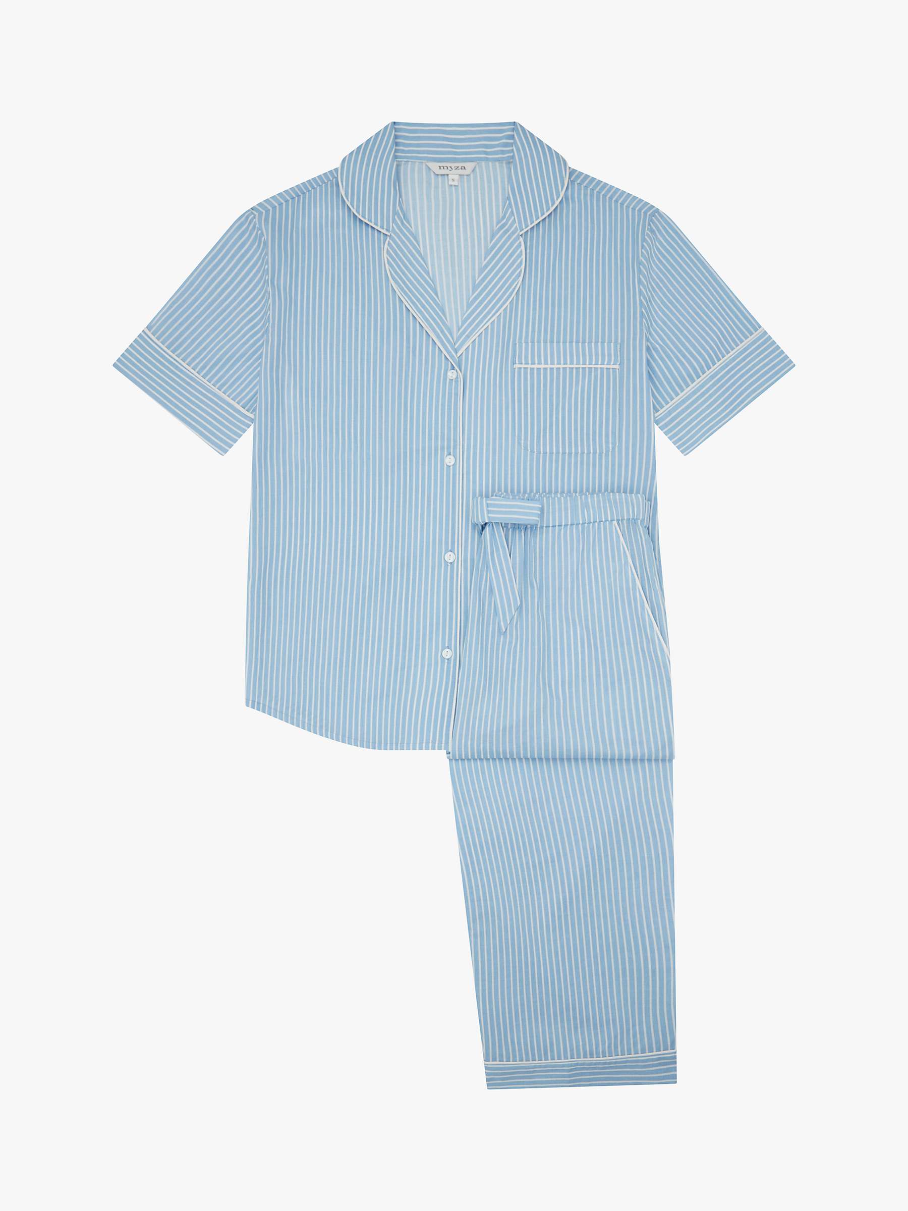Buy myza Organic Cotton Striped Short Sleeve Pyjama Set, Blue/White Online at johnlewis.com