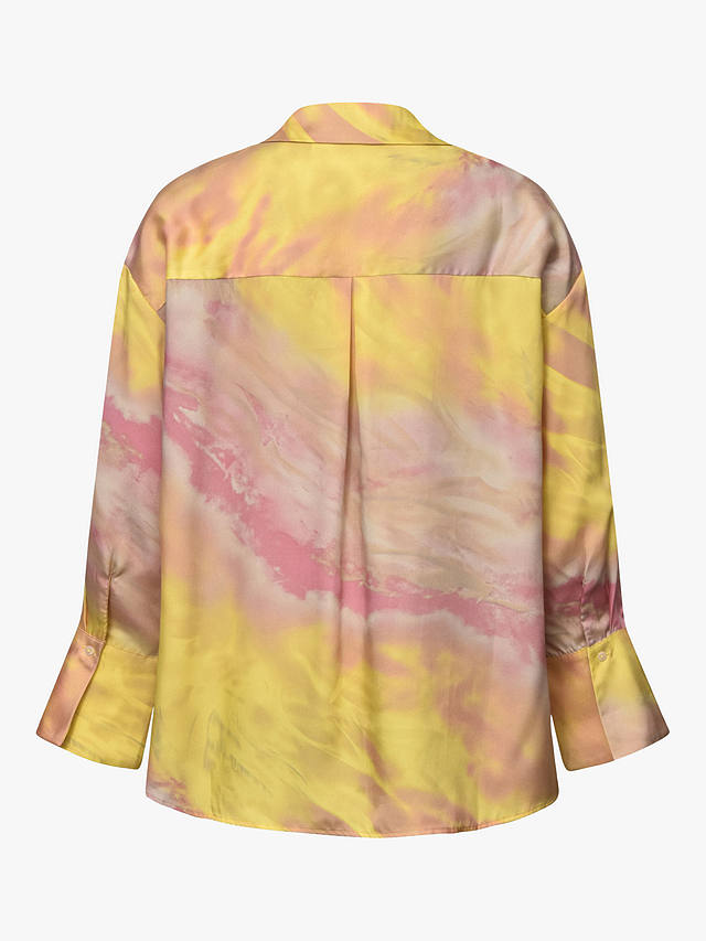 A-VIEW Carina Abstract Print Satin Shirt, Yellow/Rose