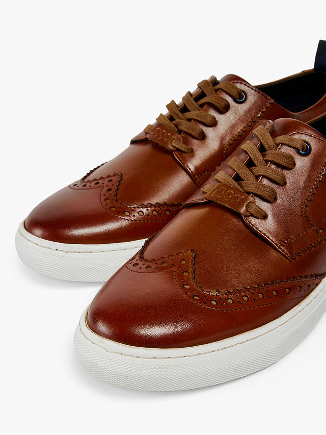 Pod Foley Leather Brogue Trainers, Chestnut