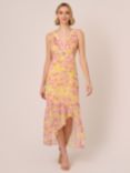 Adrianna Papell Floral Print Ruffle Detail Maxi Dress, Yellow/Multi