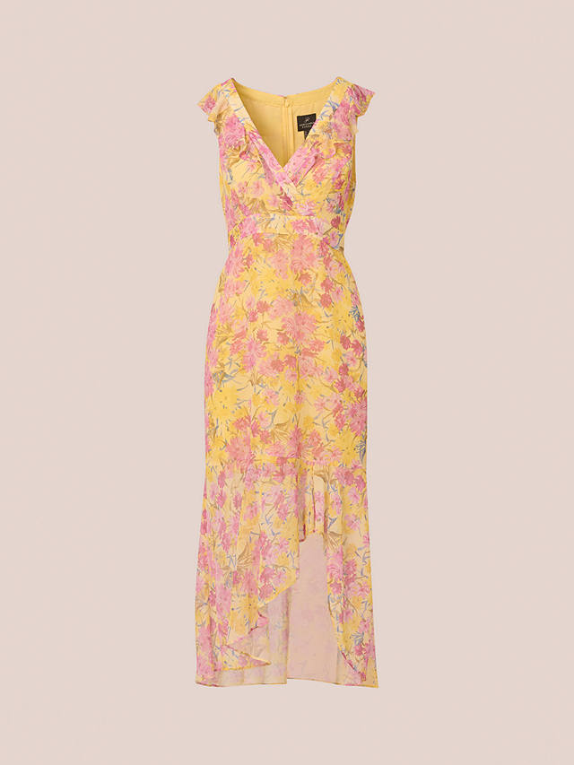 Adrianna Papell Floral Print Ruffle Detail Maxi Dress, Yellow/Multi