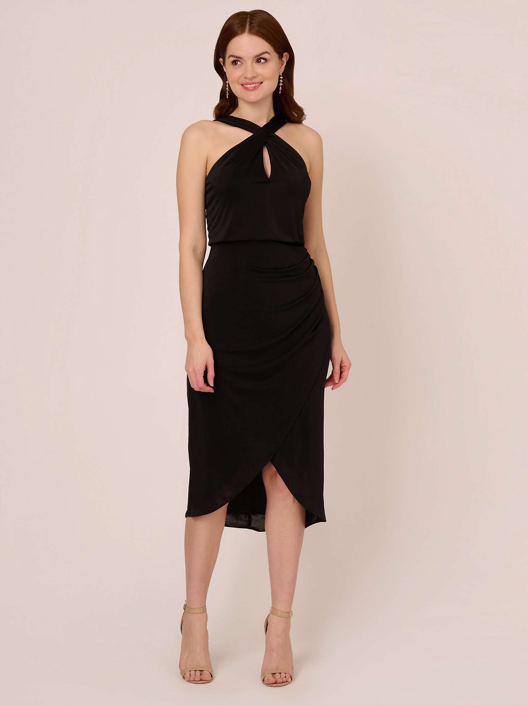Buy Adrianna Papell Novelty Faux Wrap Midi Dress, Black Online at johnlewis.com