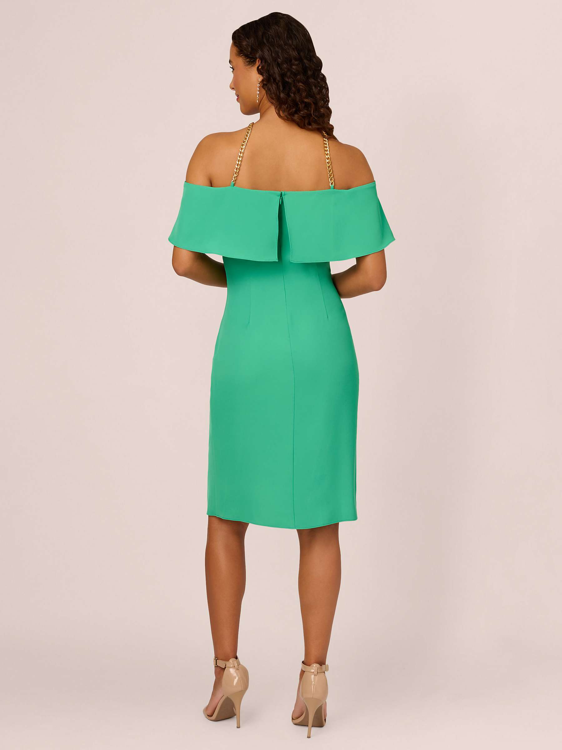 Buy Adrianna Papell Neck Chain Ruffle Dress, Flora Green Online at johnlewis.com