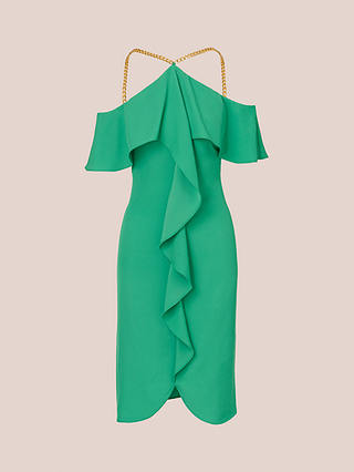 Adrianna Papell Neck Chain Ruffle Dress, Flora Green