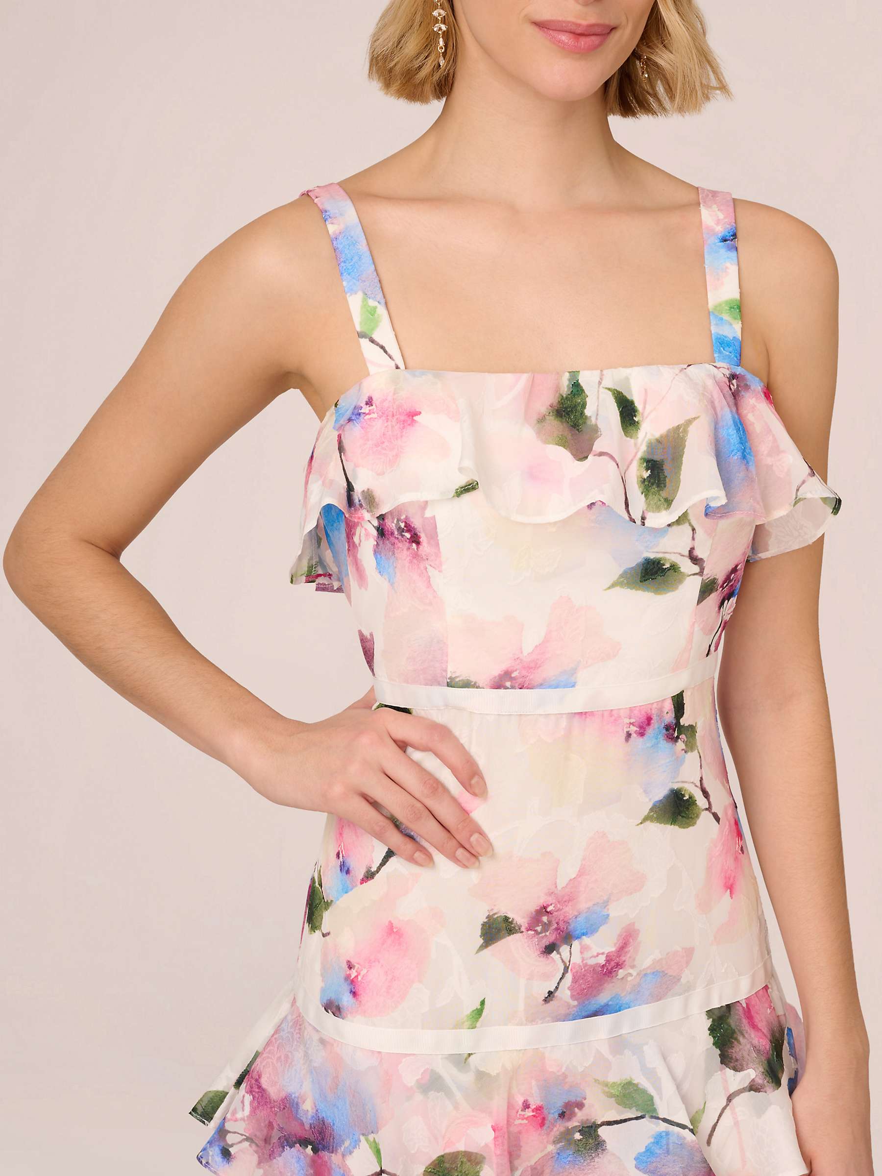 Buy Adrianna Papell Chiffon Maxi Dress, Ivory/Pink/Multi Online at johnlewis.com