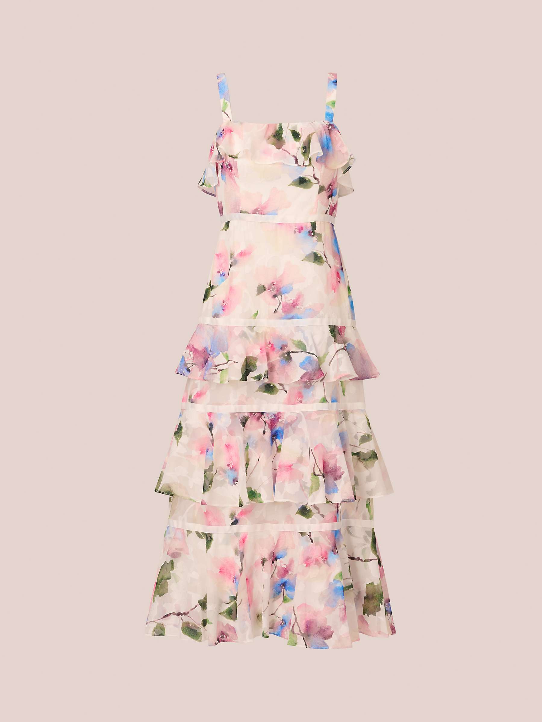 Buy Adrianna Papell Chiffon Maxi Dress, Ivory/Pink/Multi Online at johnlewis.com