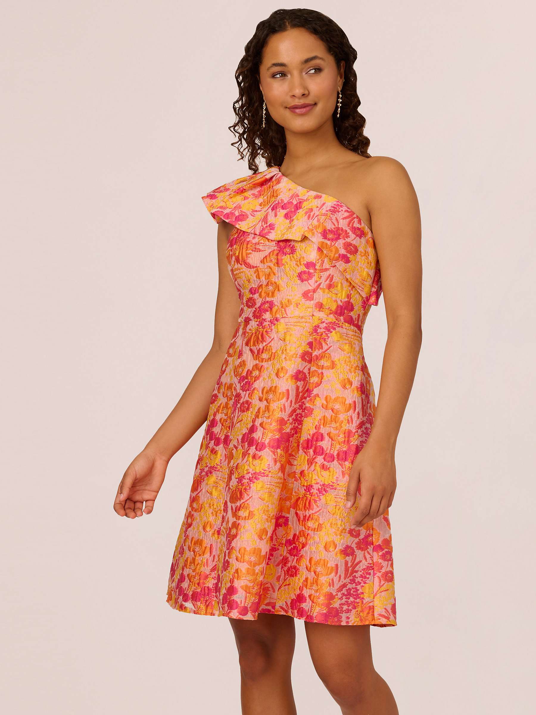 Buy Adrianna Papell Floral Jacquard Asymmetric Dress, Orange Online at johnlewis.com