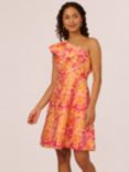 Adrianna Papell Floral Jacquard Asymmetric Dress, Orange