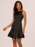 Adrianna Papell Mikado Flounce Cocktail Mini Dress, Black