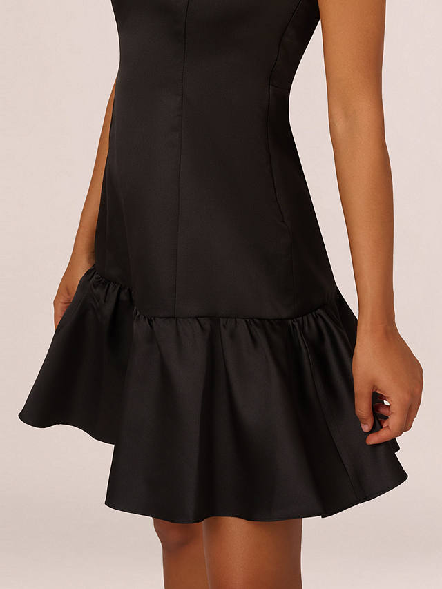 Adrianna Papell Mikado Flounce Cocktail Mini Dress, Black