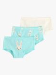 Lindex Kids' Bunny Print Hipster Briefs, Pack Of 3, Light Green/Multi