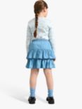 Lindex Kids' Organic Cotton Soft Denim Flounce Skirt, Blue Denim