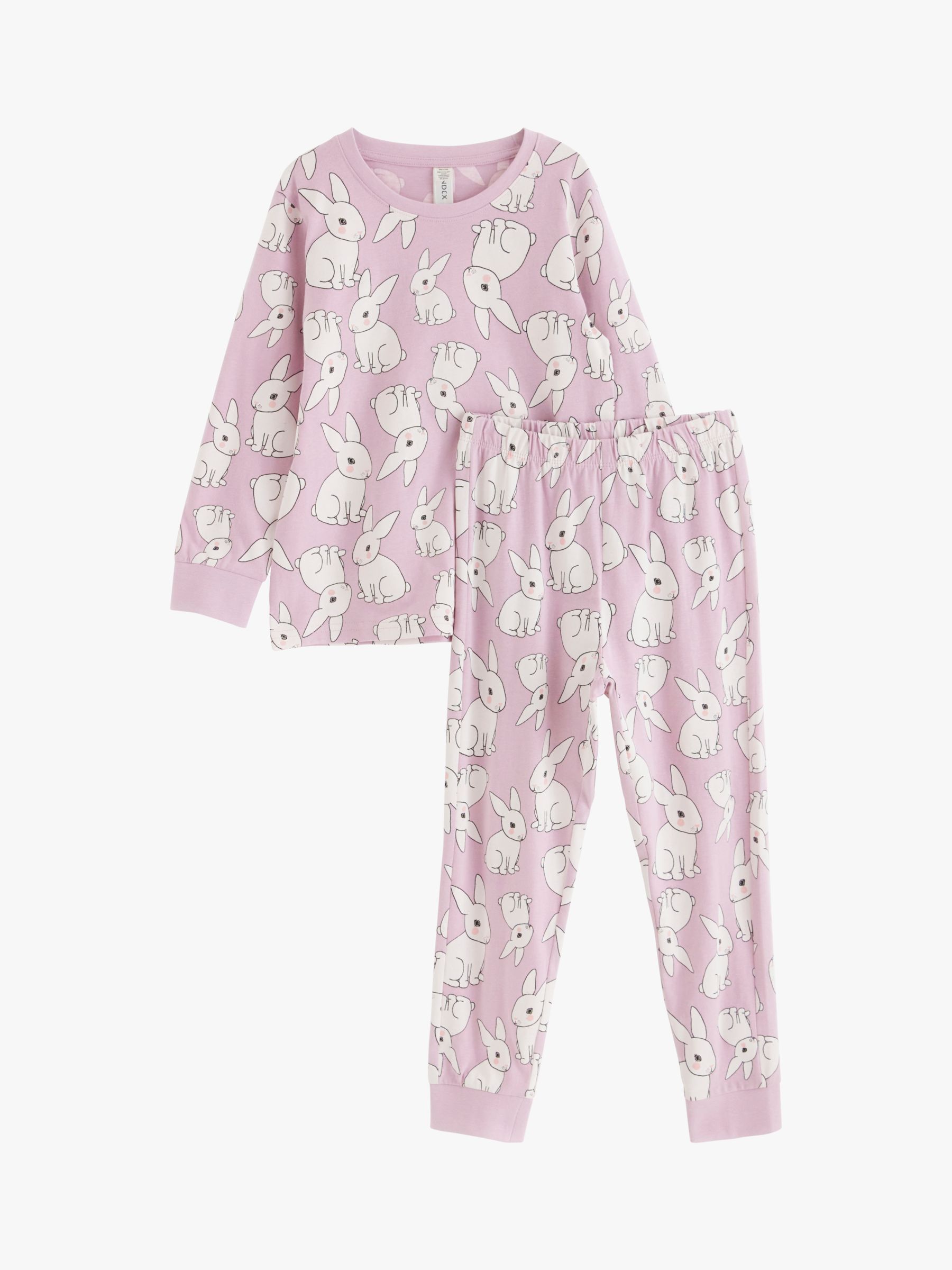 Lindex Kids' Bunny Print Pyjamas, Light Lilac, 18-24 months