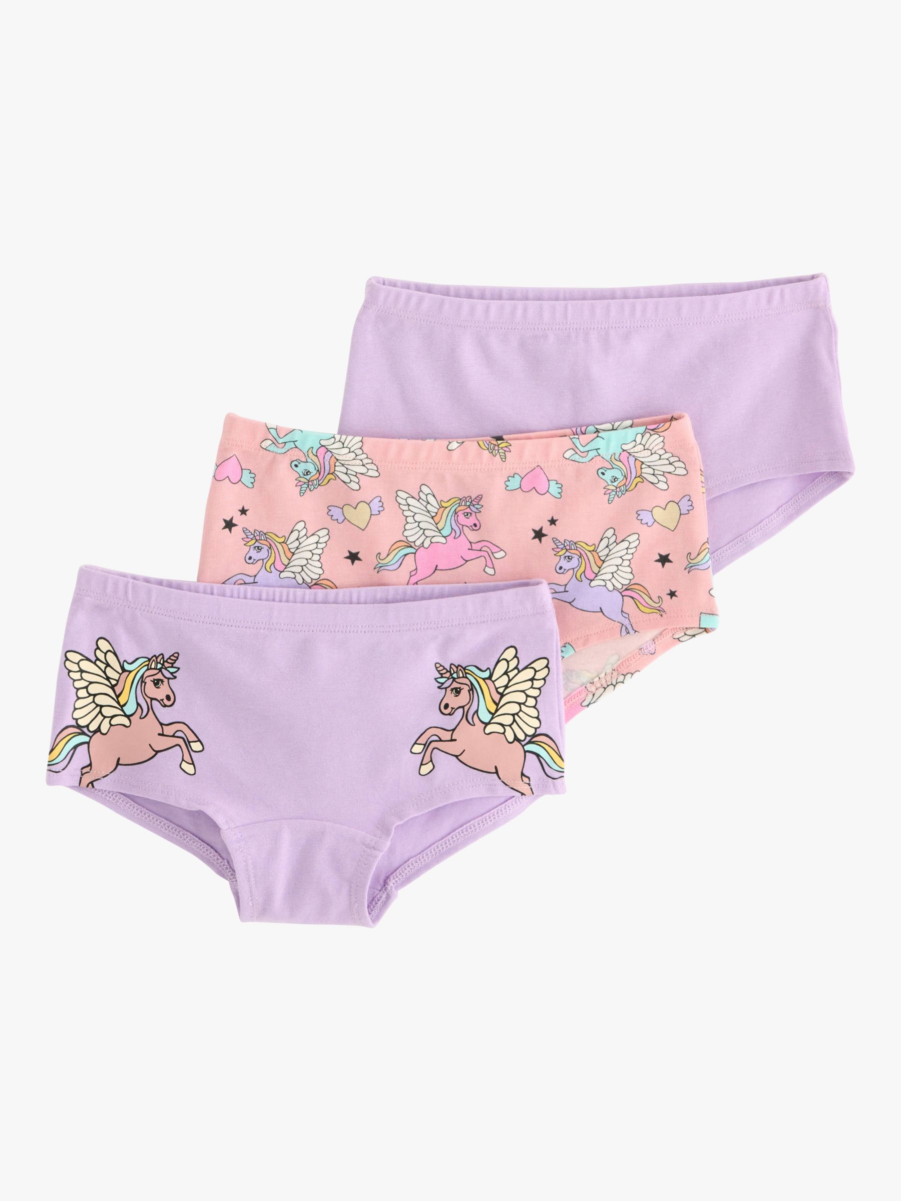 Lindex Kids' Unicorn Print Hipster Briefs, Pack Of 3, Light Lilac/Multi, 4-6 years