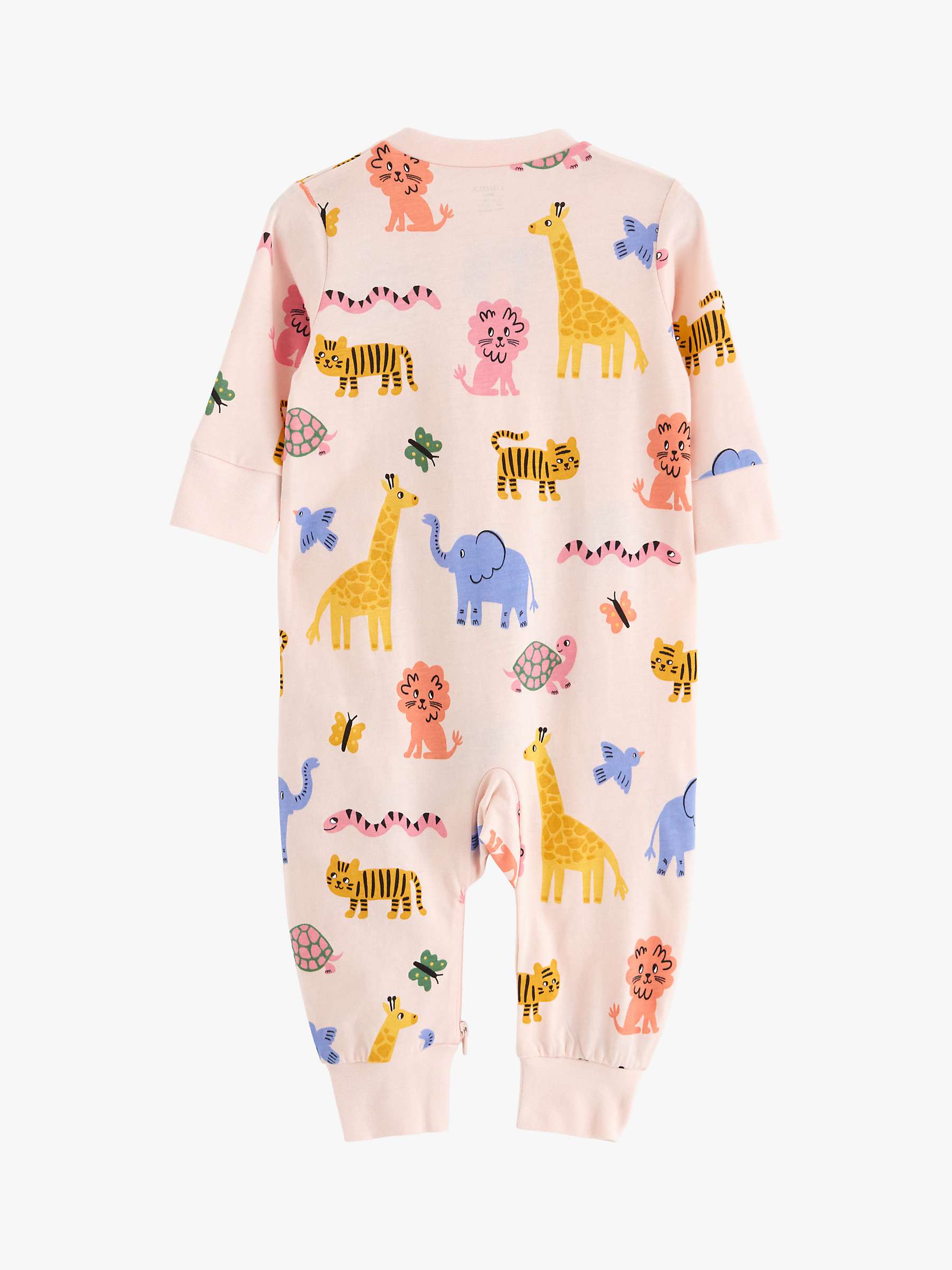 Buy Lindex Baby Organic Cotton Jungle Animal Print Sleepsuit, Light Pink Online at johnlewis.com