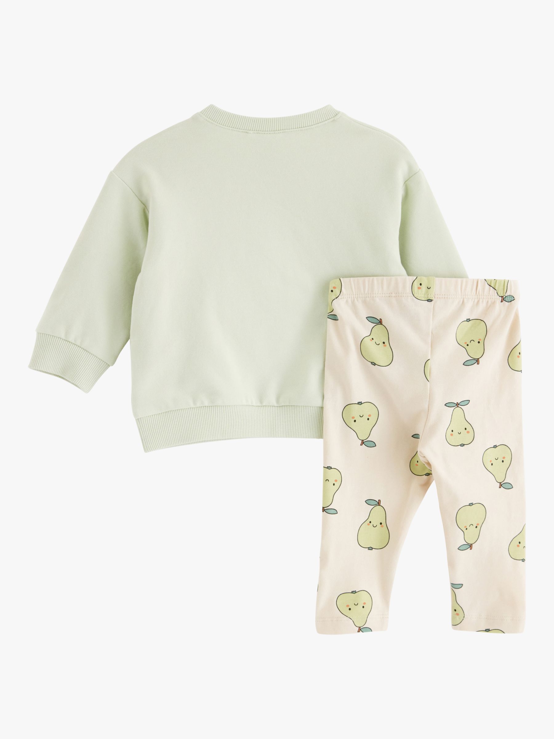 Lindex Baby Organic Cotton Blend Pear Sweatshirt & Leggings Set, Light Dusty Green/Multi, 12-18 months