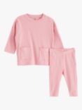 Lindex Baby Organic Cotton Blend Ribbed Top & Leggings Set, Light Pink