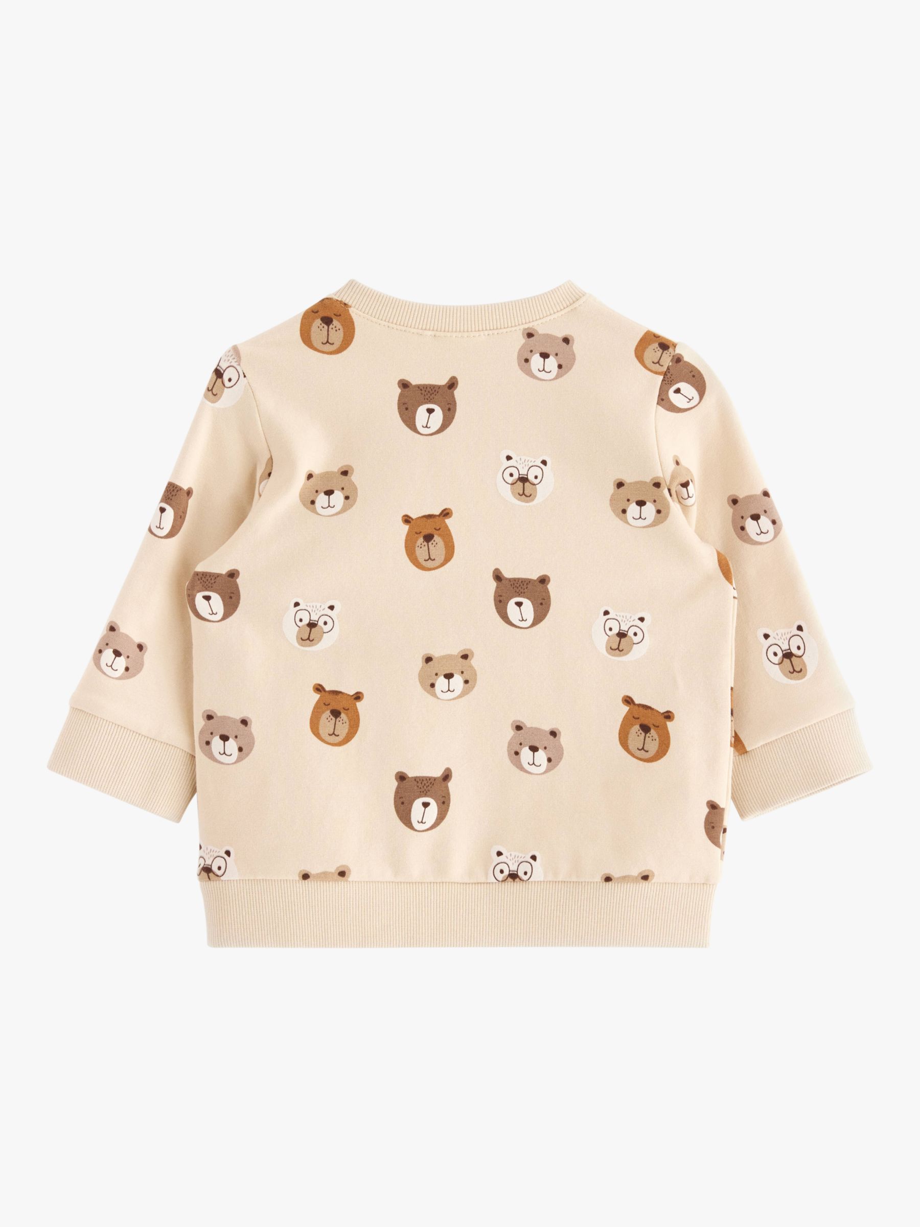Lindex Baby Bear Print Sweatshirt, Light Beige, 2-4 months