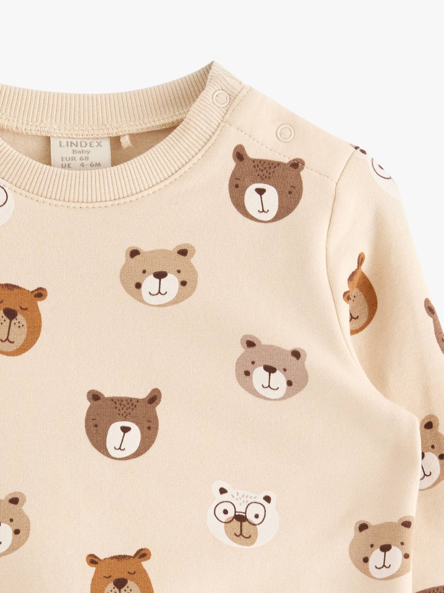 Lindex Baby Bear Print Sweatshirt, Light Beige, 2-4 months