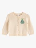 Lindex Baby Organic Cotton Pear Motif Cardigan, Light Beige