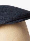 Simon Carter Wool Herringbone Flat Cap, Blue