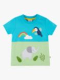 Frugi Baby Penryn Organic Cotton Elephant Graphic Panel T-Shirt, Multi, Multi