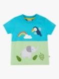 Frugi Baby Penryn Organic Cotton Elephant Graphic Panel T-Shirt, Multi