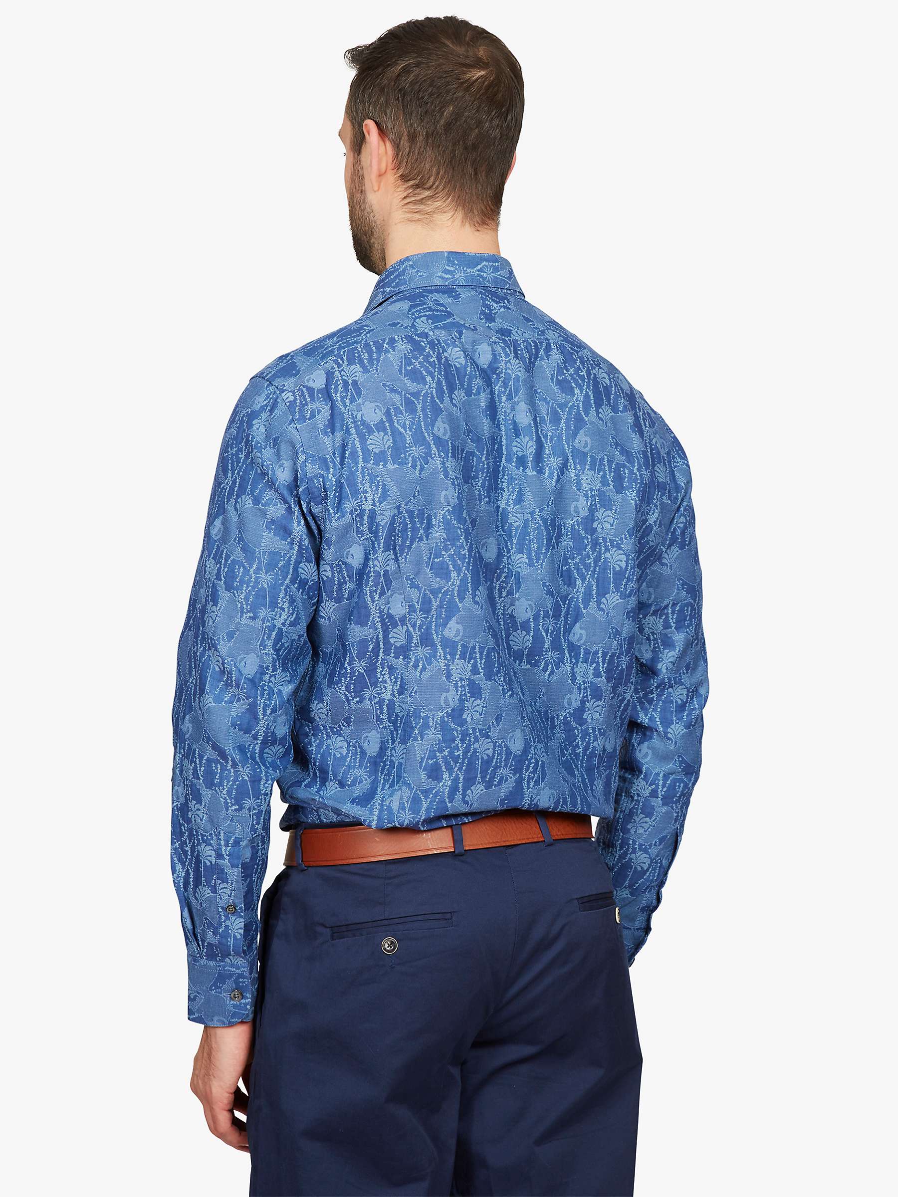 Buy Simon Carter Fish Jacquard Regular Fit Shirt, Indigo Blue Online at johnlewis.com