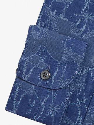 Simon Carter Fish Jacquard Regular Fit Shirt, Indigo Blue