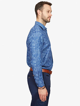 Simon Carter Fish Jacquard Regular Fit Shirt, Indigo Blue