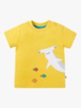 Frugi Baby Organic Cotton Jaime Shark Applique T-Shirt, Dandelion, Dandelion