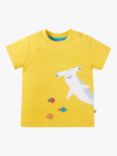 Frugi Baby Organic Cotton Jaime Shark Applique T-Shirt, Dandelion