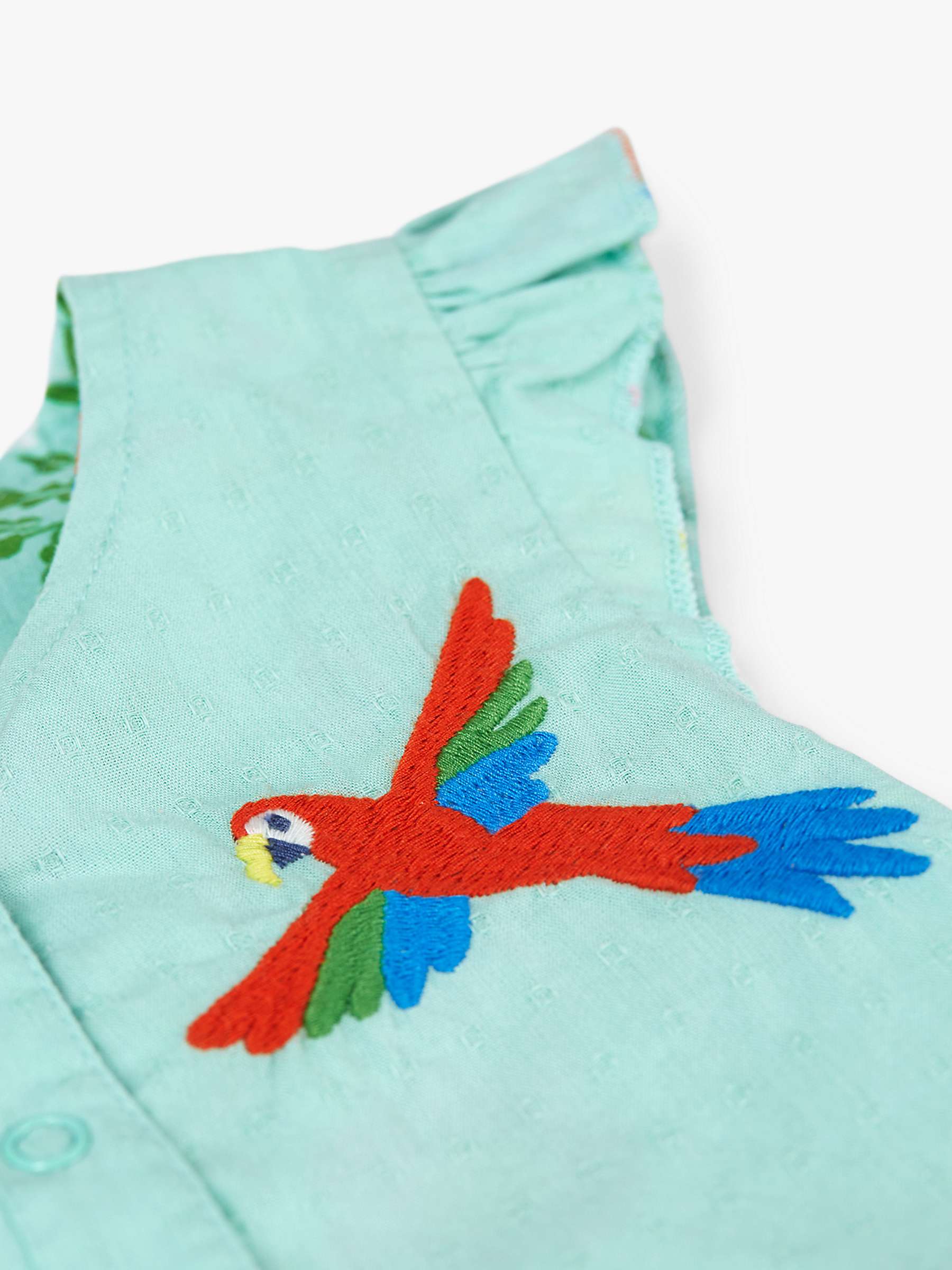 Buy Frugi Baby Organic Cotton Etta Reversible Playsuit, Tropic Birds/Spring Dobby Online at johnlewis.com